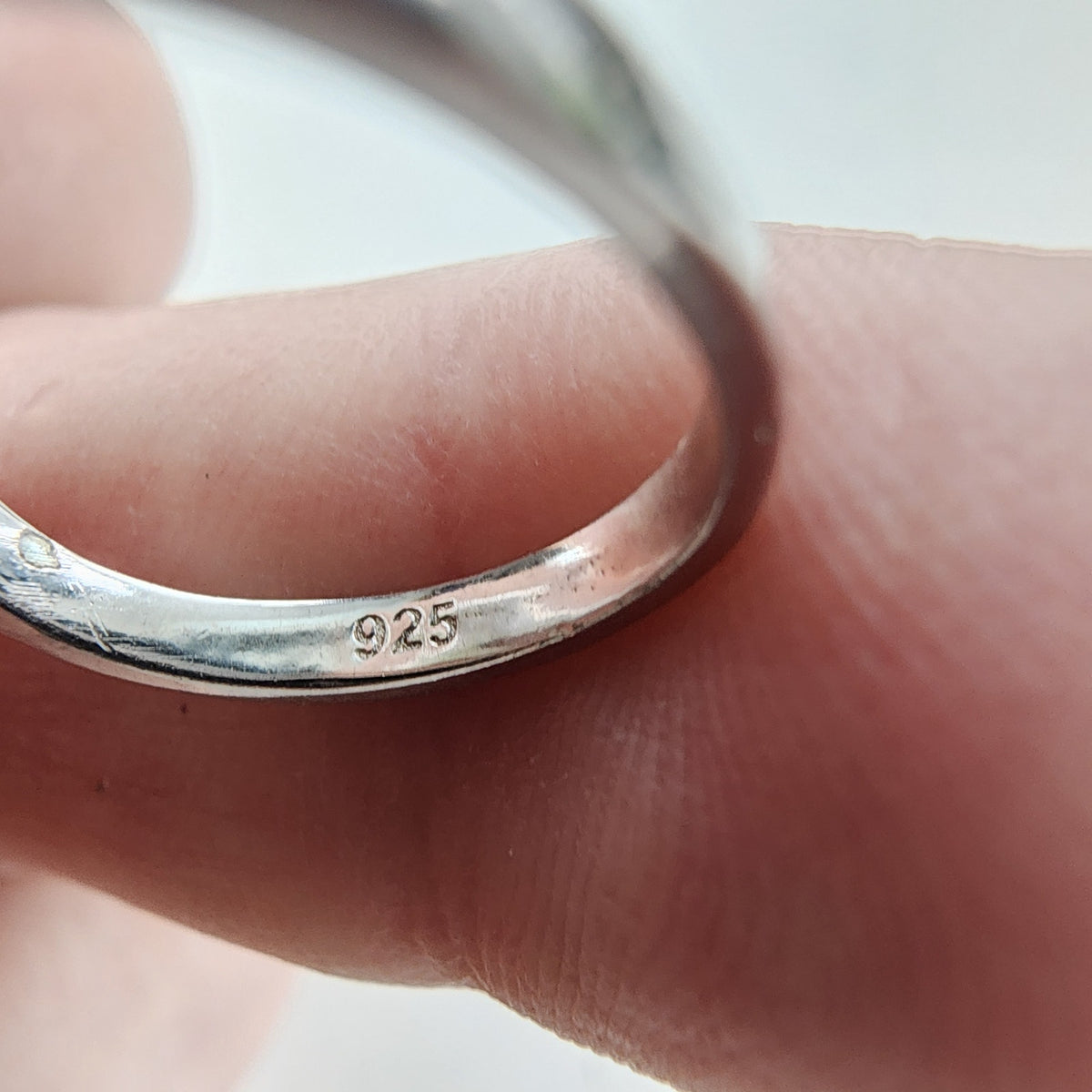Modernist Opal Inlay Wave Ring Size 6 3/4 in Sterling Silver 925