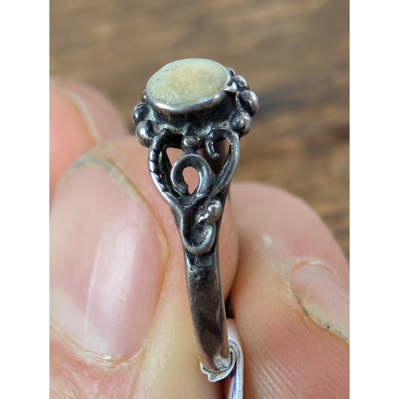 Vintage Enamel Balinese Sterling Silver 925 Ring Size 6 3/4