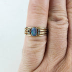 18K HGE Black Opal Ring Size 6 1/2 Heavy Gold Electroplate Vintage