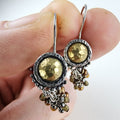 Silpada Beaded Shield Earrings Sterling Silver 925 & Brass Vintage