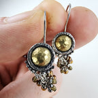 Silpada Beaded Shield Earrings Sterling Silver 925 & Brass Vintage