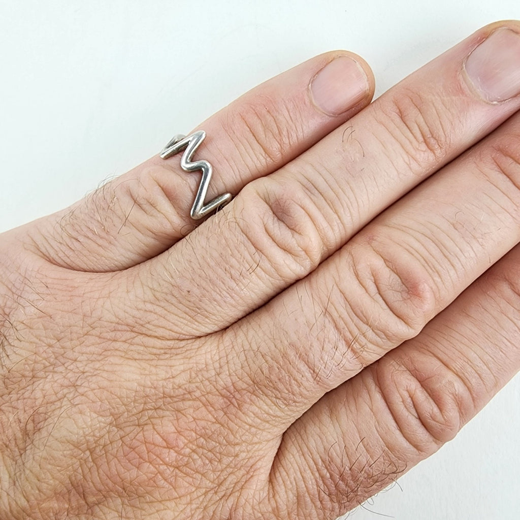 Abstract Mountain Ring Size 5 3/4 Sterling Silver 925 Vintage