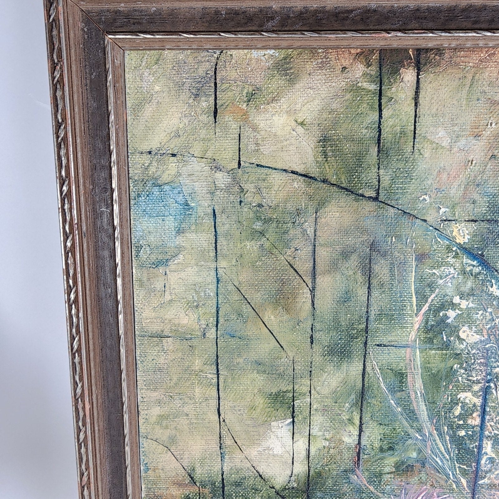 Abstract Jungle Landscape Acrylic Painting on Canvas Unsigned