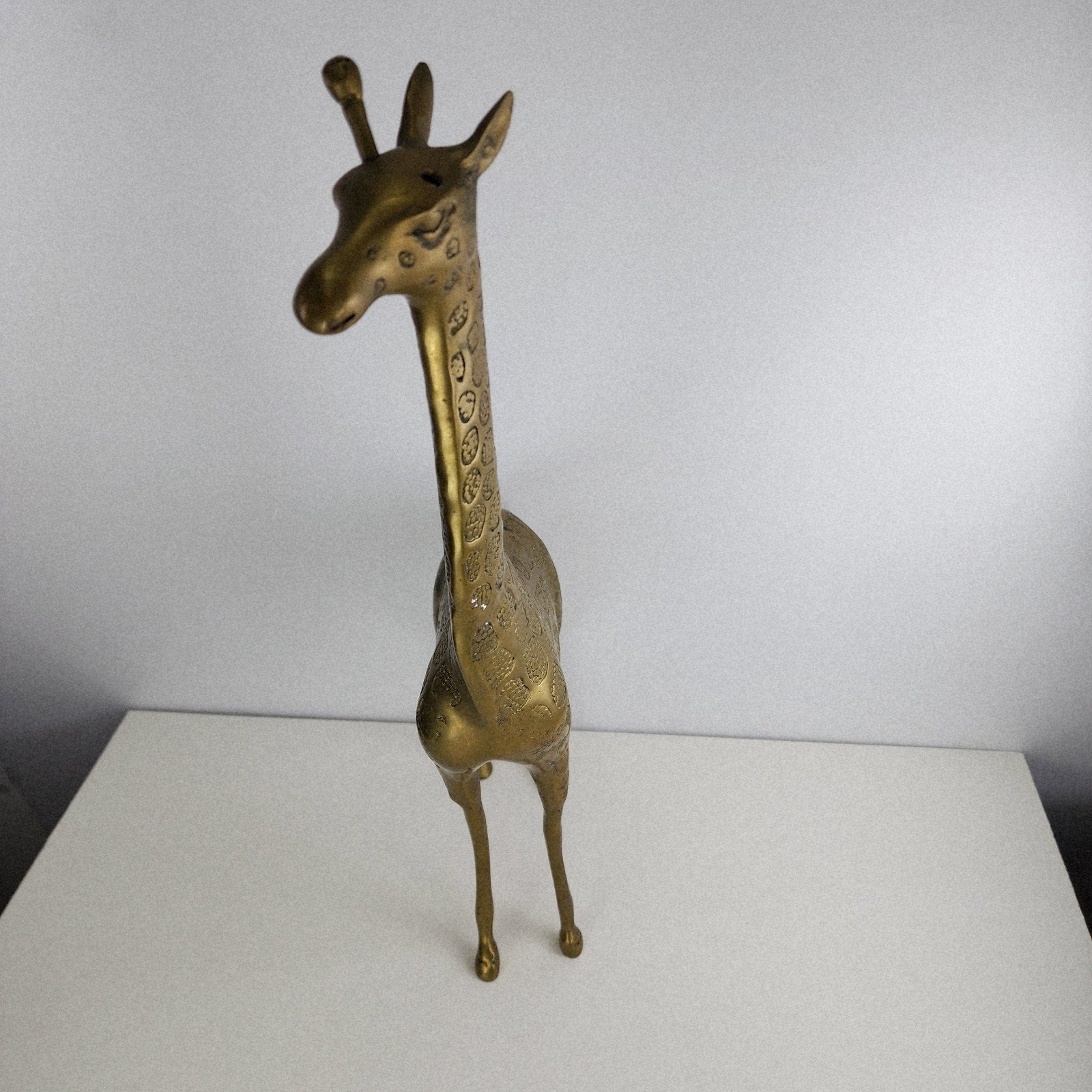 18" Brass Giraffe Animal Sculpture Midcentury MCM Stamped