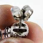 Gemstone Cluster Sterling Silver 925 Stud Earrings Vintage