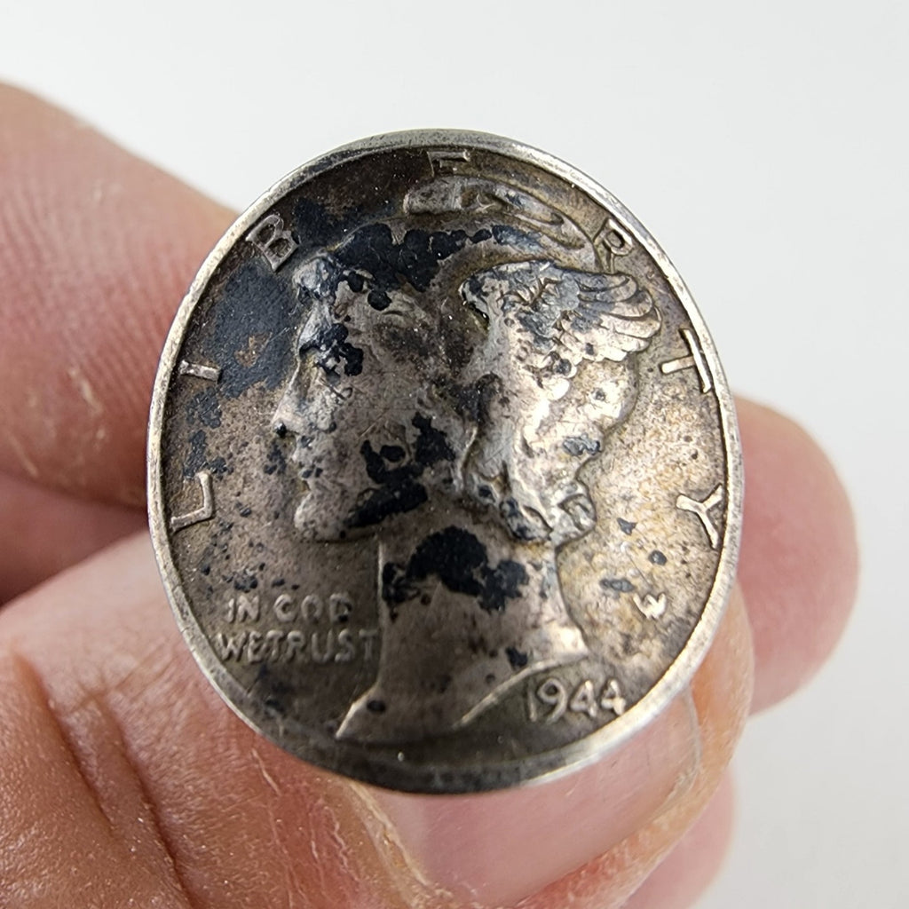 1944 Mercury Dime Adjustable Ring 90% Silver Vintage