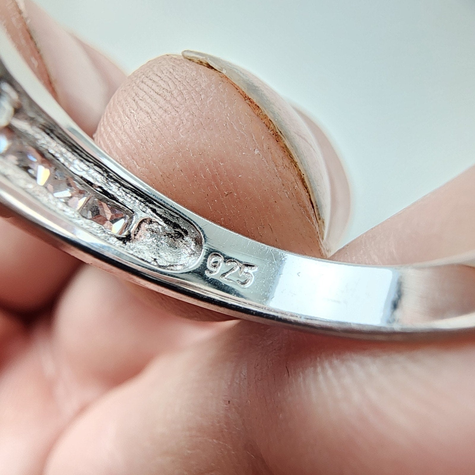 Channel Set CZ Ring Size 7 1/2 Sterling Silver 925 Vintage