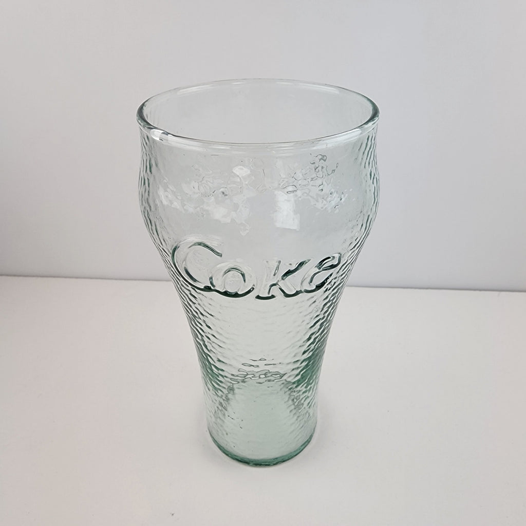 6" Tall Coca Cola Frosted Promo Glass Tumbler Light Green Vintage