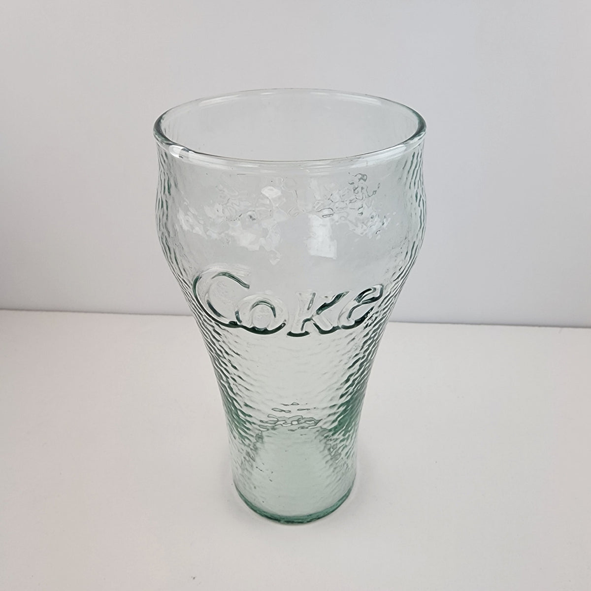 6" Tall Coca Cola Frosted Promo Glass Tumbler Light Green Vintage