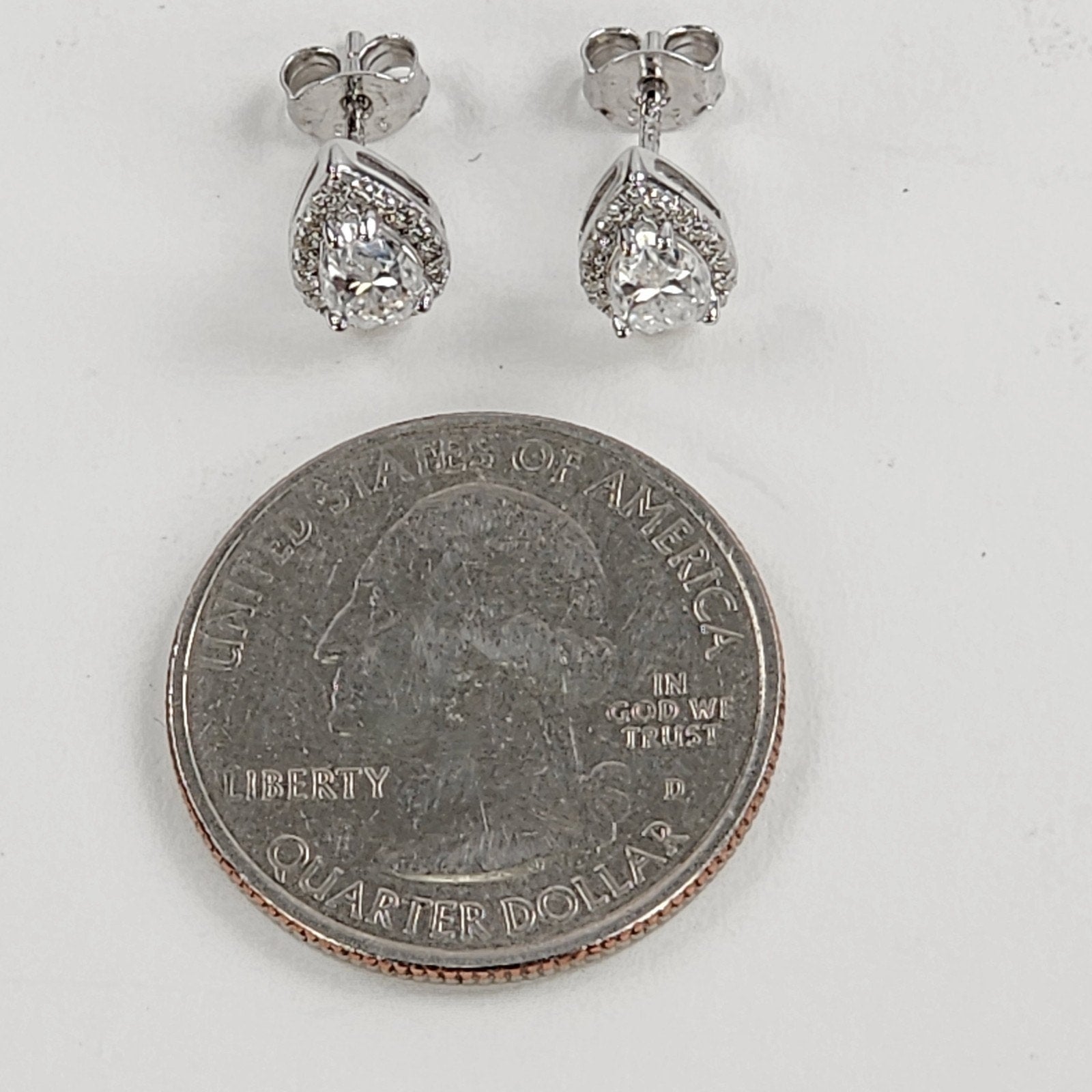 1ctw Moissanite Halo Tear Drop Stud Earrings Sterling Silver 925 New
