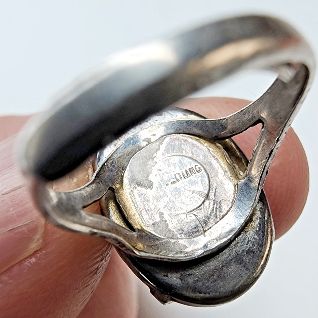 Boulder Opal Adjustable Size Ring Sterling Silver 925 Vintage
