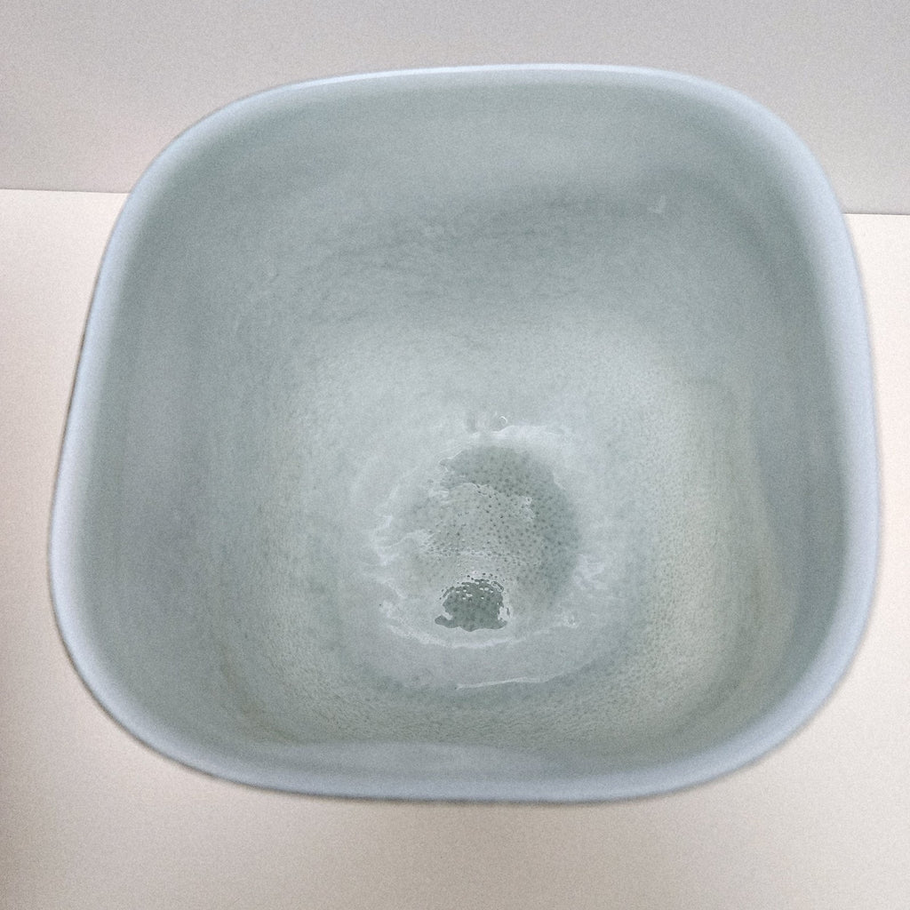 Seafoam Green Bubble Trap Art Glass Vase Hand Blown Square Vessel