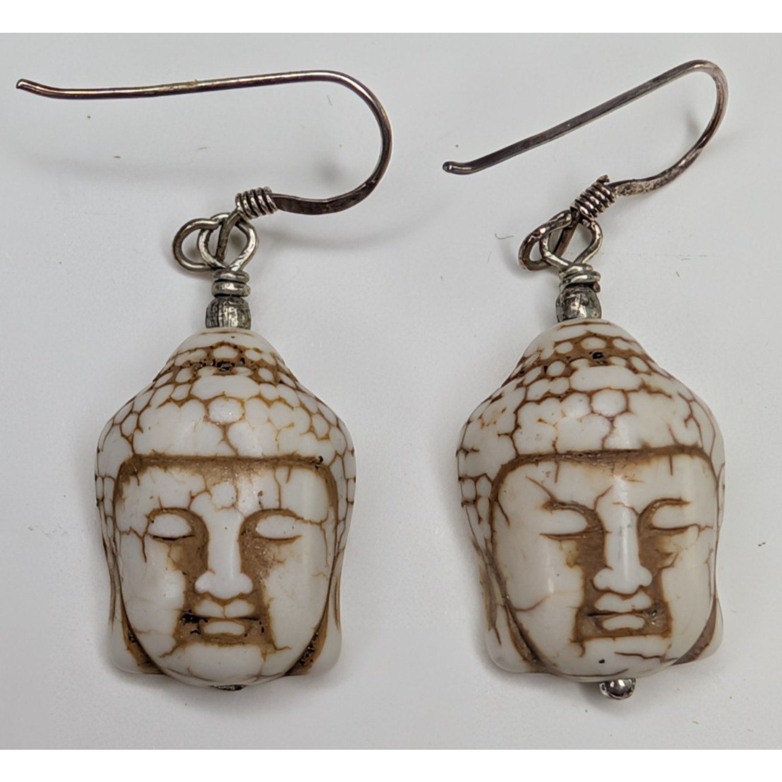 Buddha Head Sterling Silver 925 Dangle Earrings Vintage