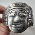 Early Taxco Mayan Warrior Cuff Bracelet 980 Sterling Silver