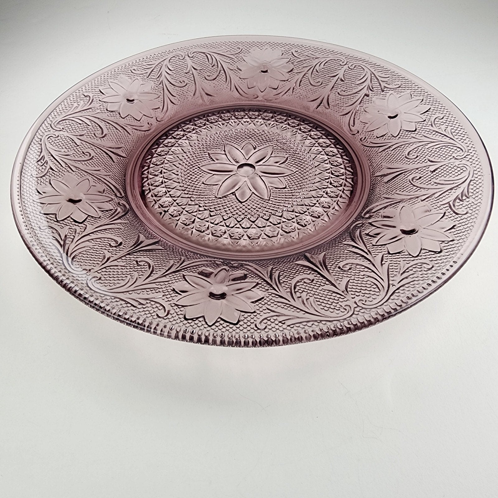 10 1/2" Amethyst Purple Plum Tiara Glass Salad Dessert Plate Set of 2