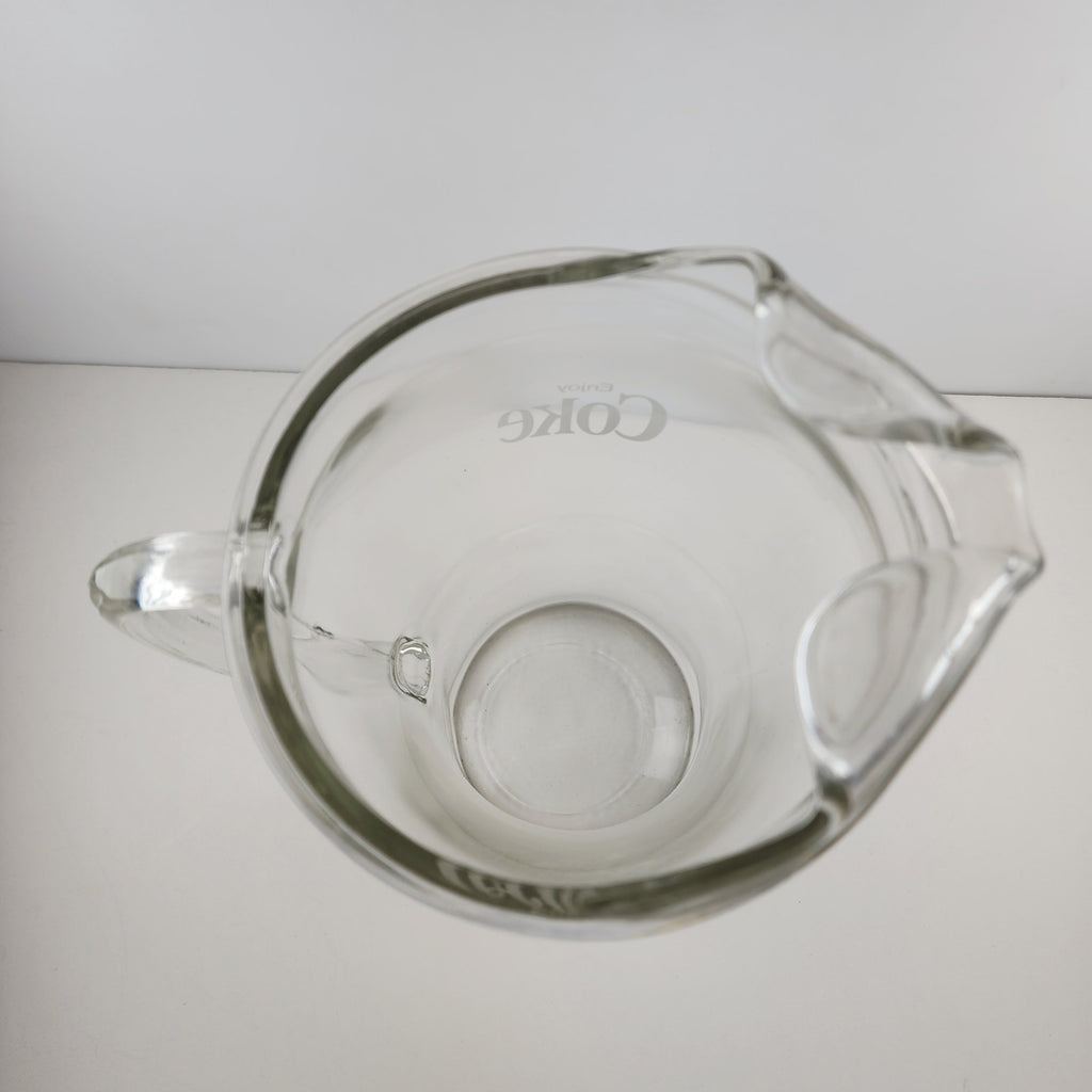 Vintage 9.5" Coca Cola Classic Clear Glass Pitcher Enjoy Coke