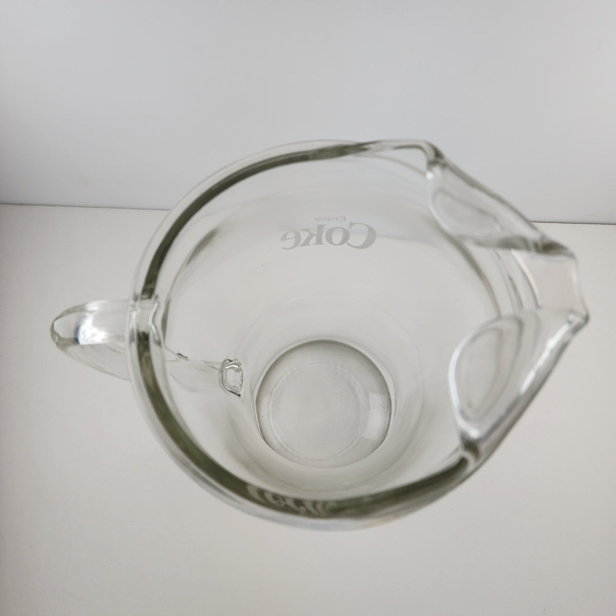Vintage 9.5" Coca Cola Classic Clear Glass Pitcher Enjoy Coke