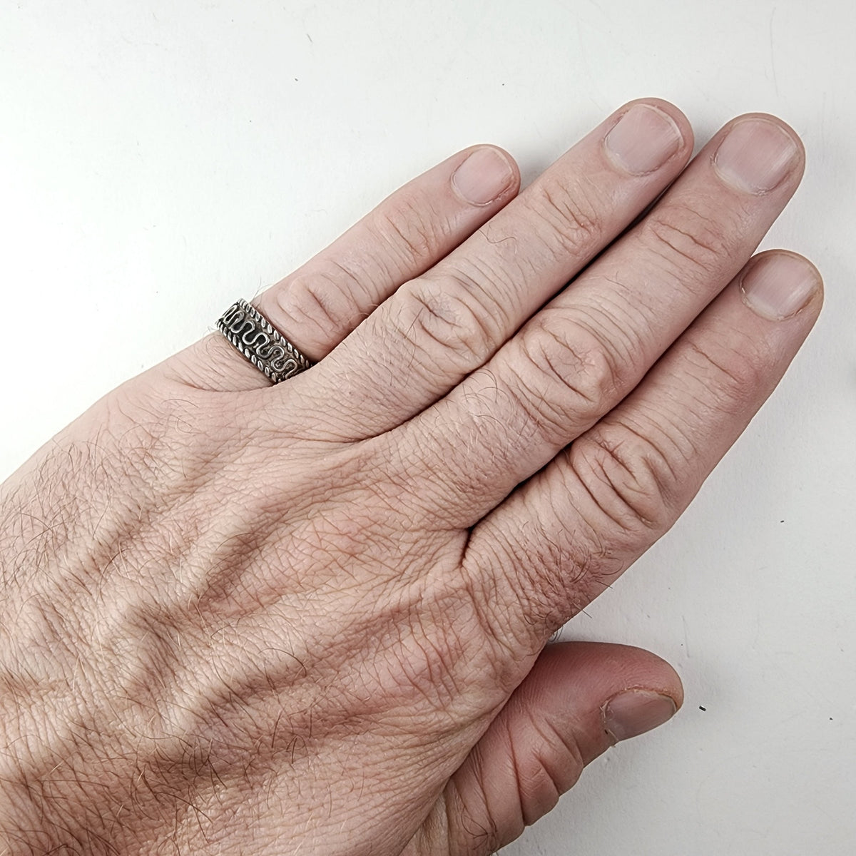 Vintage Mexico Wave Pattern Band Ring Size 8 1l4 in Sterling Silver 925