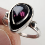 Vintage Garnet Shadowbox Ring Size 5 1/4 in Sterling Silver 925