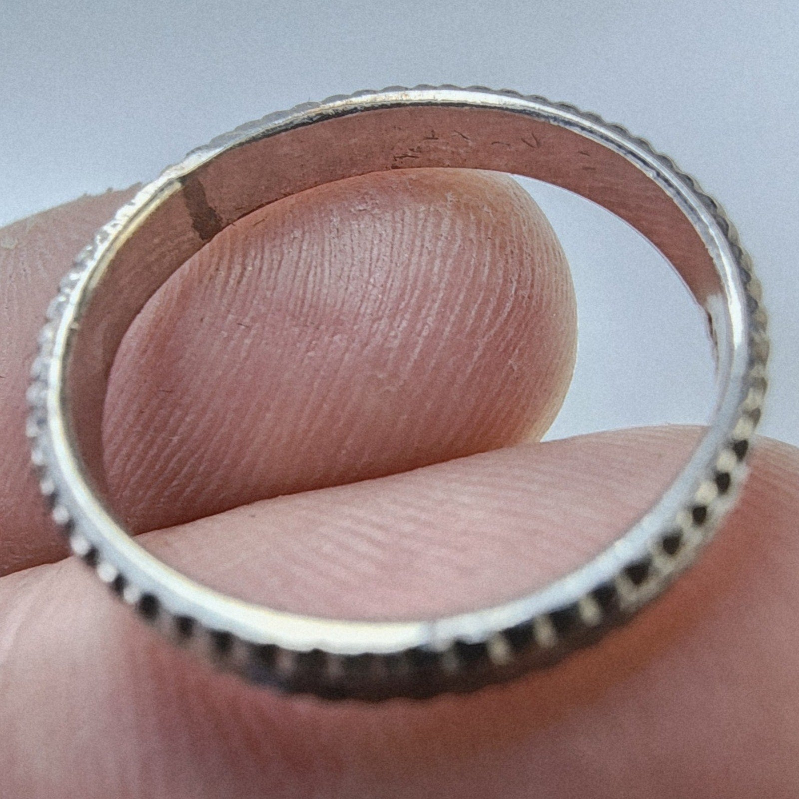Diamond Cut Ring Sterling Silver 925 Textured Band Ring Size 7 1/4