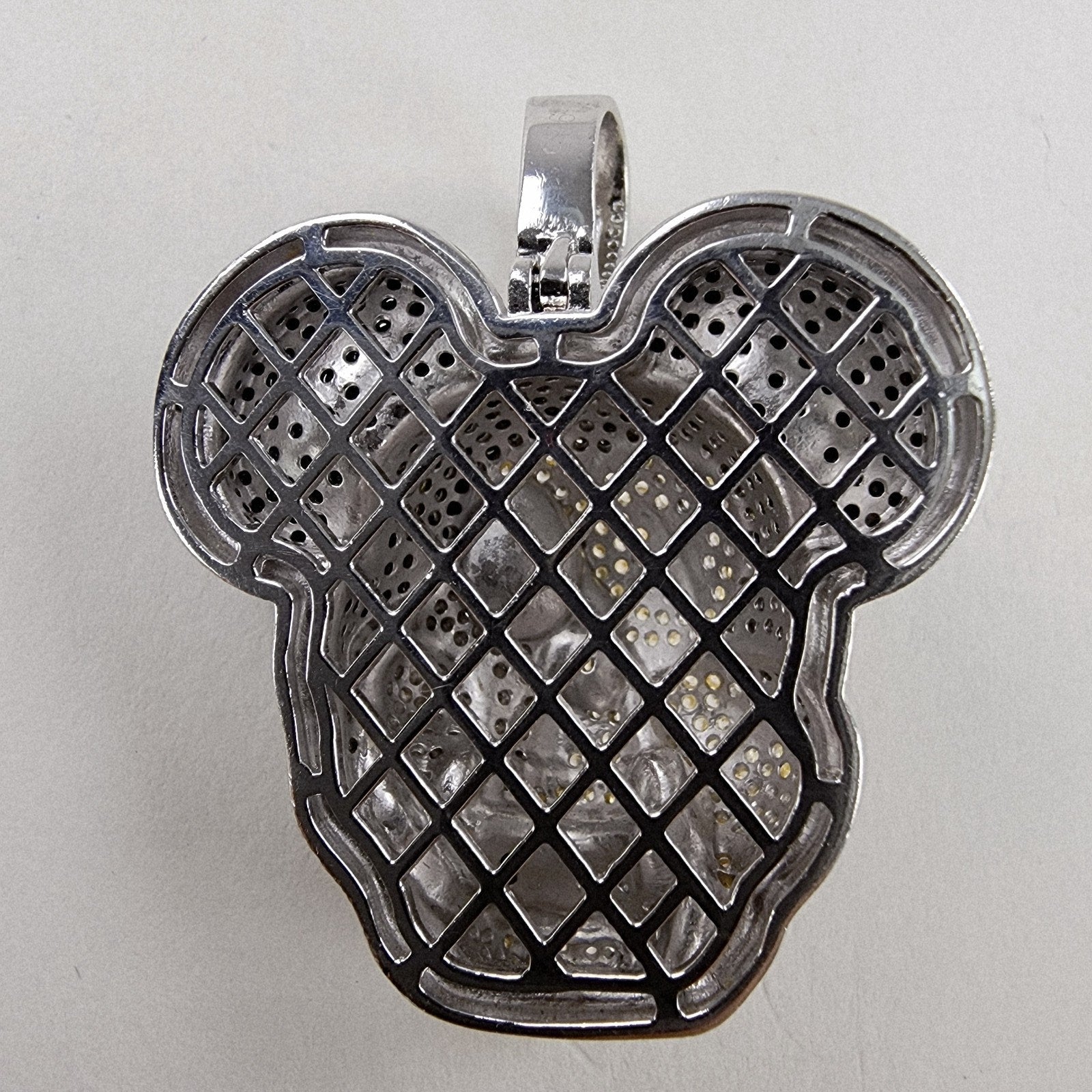 Iced Out Twisted Mickey Mouse Sterling Silver 925 Pendant New