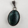 Malachite Oval Pendant Sterling Silver 925 Vintage