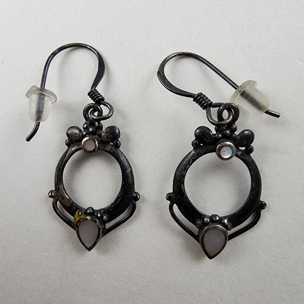 Mother of Pearl Dangle Earrings Sterling Silver 925 Vintage