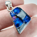 Blue Dichroic Glass Sterling Silver 925 Pendant Vintage