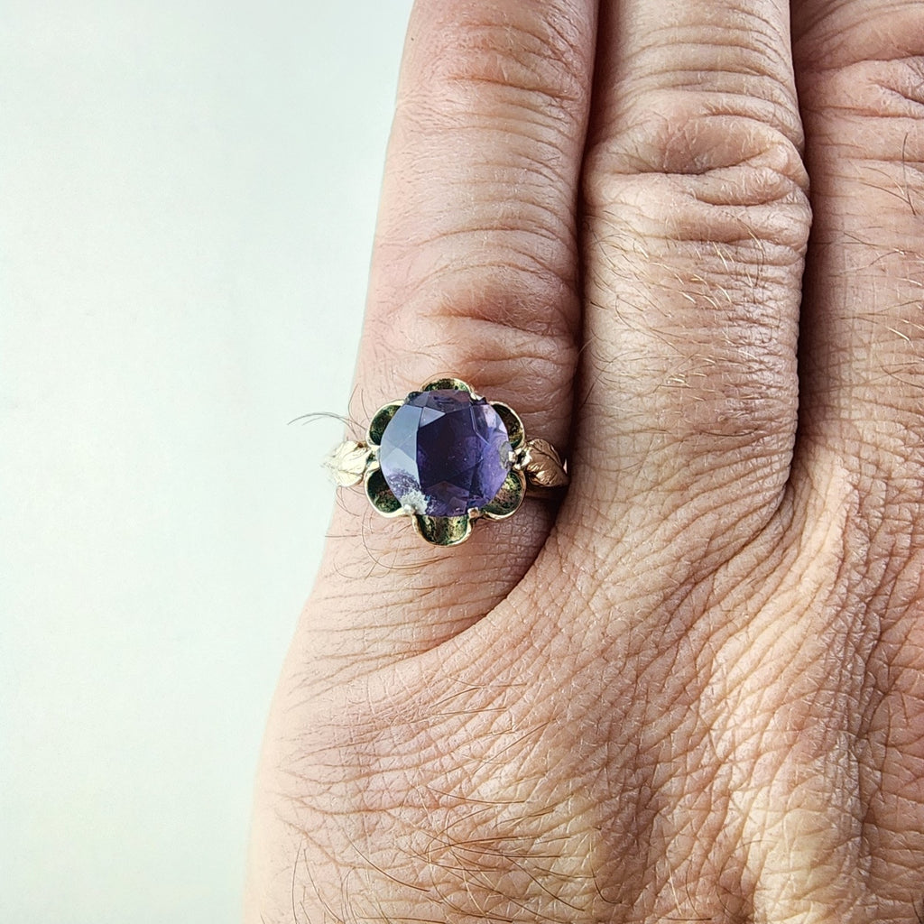 Blue to Purple Sapphire Russian Ring Size 9 Sterling Silver 875 Gold Finish