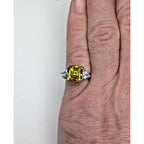 5ct Yellow Moissanite Sterling Silver 925 Cocktail Ring Size 8 Asscher Cut