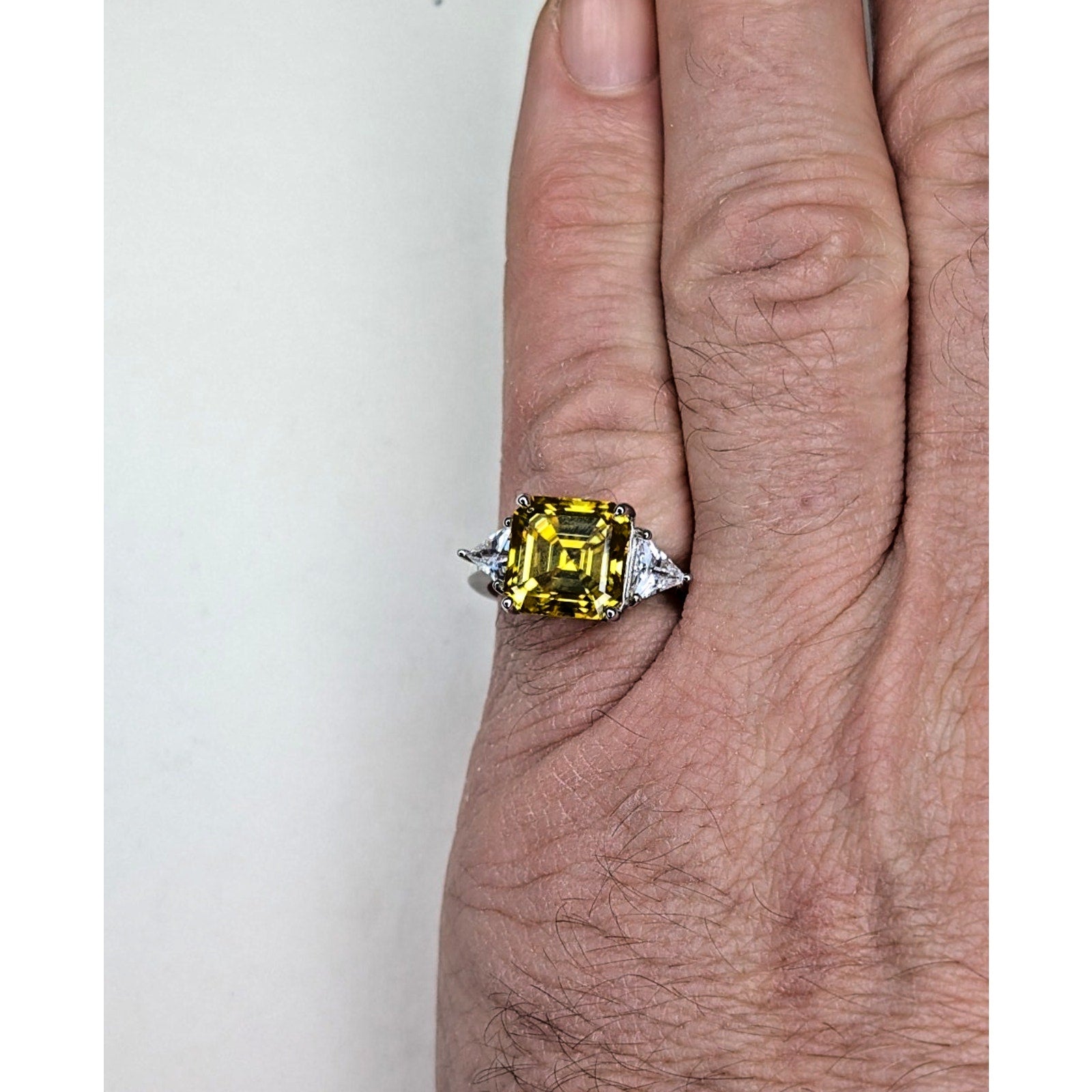 5ct Yellow Moissanite Sterling Silver 925 Cocktail Ring Size 8 Asscher Cut