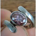 Modernist Amethyst Bypass Sterling Silver 925 Ring Size 4 3/4