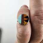 Opal Inlay Southwestern Ring Size 5 Sterling Silver 925 Black Onyx Vintage