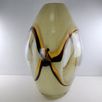 12" Eastern Tan Window Glass Vase Vintage Hand Blown