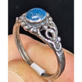Vintage Blue Sparkle ENAMEL Bali Sterling Silver Ring - Size 5 1/4