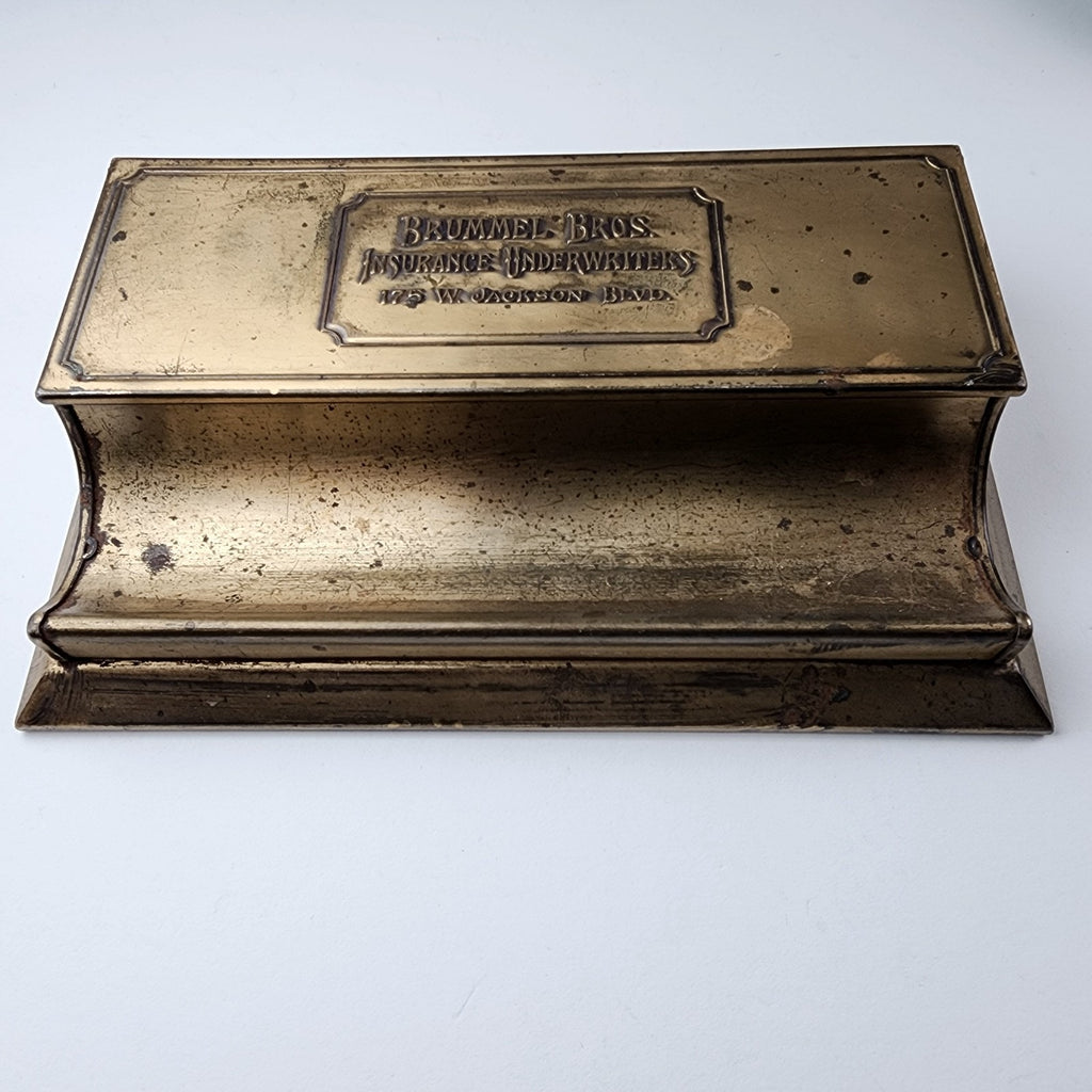 Antique Brass Stamp Box Desk Organizer Brass Box Brummel Bros Chicago