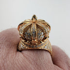 Moissanite Crown Sterling Silver 925 Ring Size 12 Gold Finish New 20g Iced Out