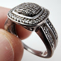 Pave Diamond Crossover Band Ring Size 7 Sterling Silver 925 Vintage