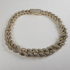 8 1/2" Cuban Crossover 8mm Bracelet in Gold Over Sterling Silver 925 Iced Out 29g