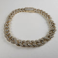 8 1/2" Moissanite Cuban Crossover 8mm Bracelet Gold Over Sterling Silver 925 29g