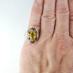 Yellow Sapphire Modernist Soviet Ring Size 10 1/4 Sterling Silver 875 Vintage