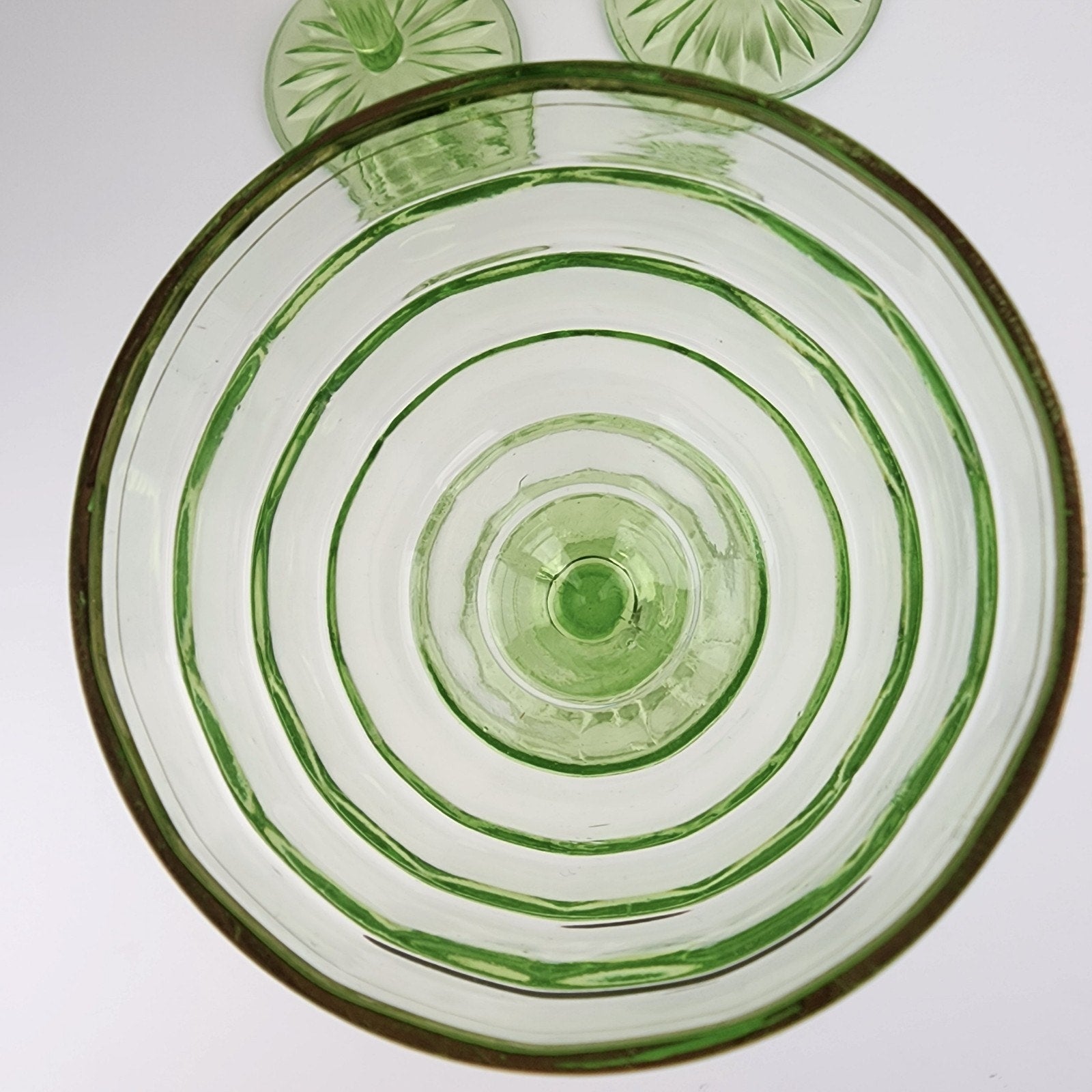 Anchor Hocking Block Optic Pattern 6" Gold Rimmed UV Uranium Wine Glass Set of 3