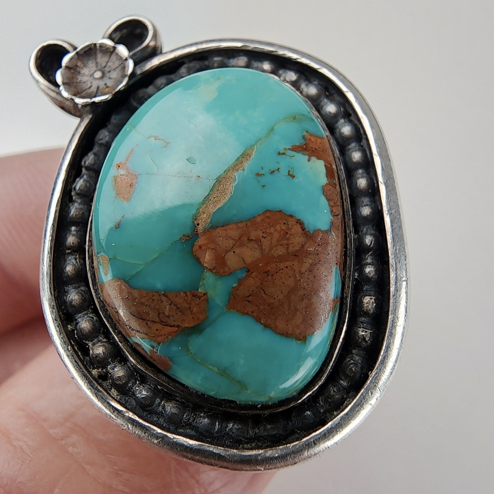 Turquoise Native Ring Size 8 1/2 by Ruben Castillo Sterling Silver 925 New