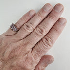 Pink & Clear Pave Cocktail Ring Size 7 in Sterling Silver 925 Vintage