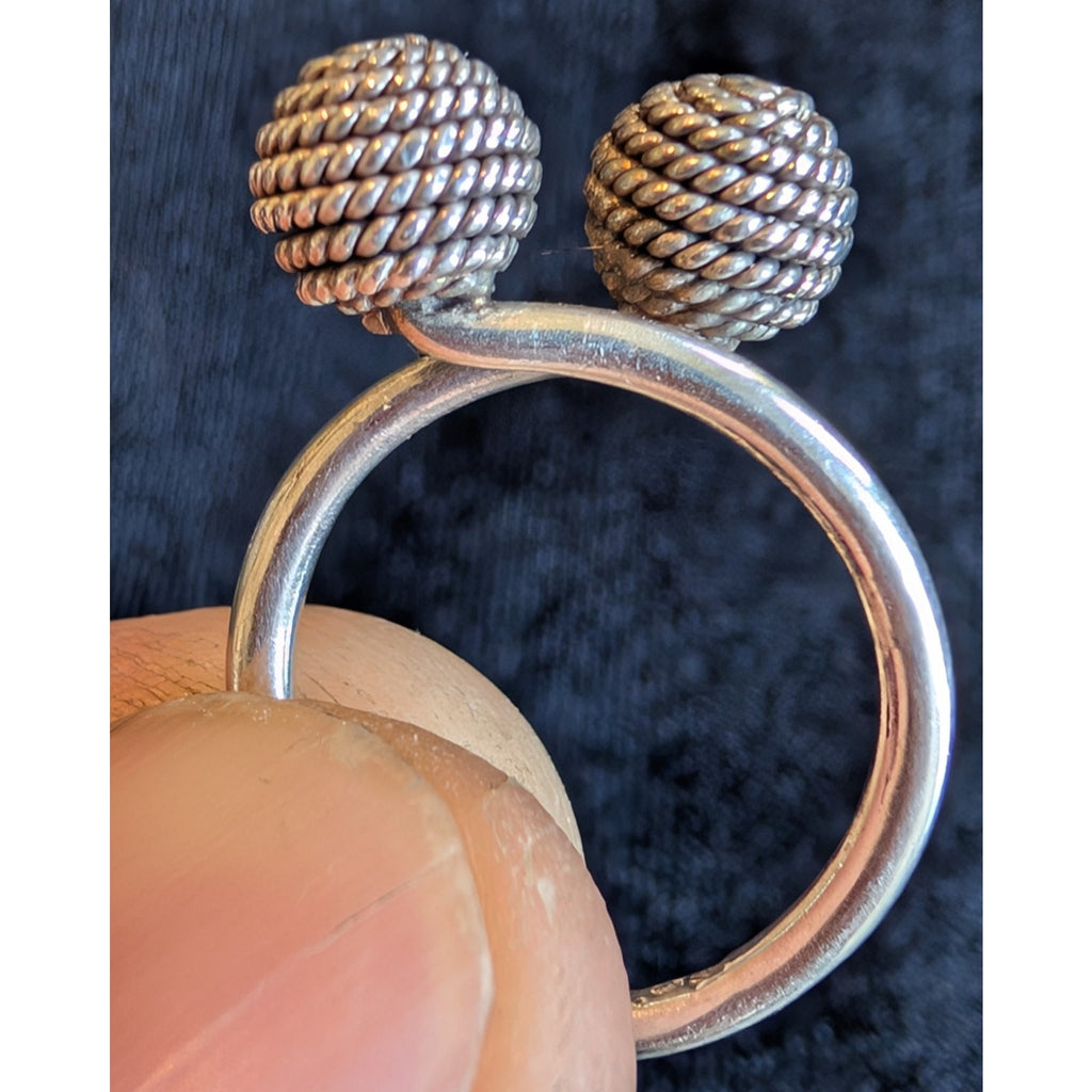 Vintage Taxco Mexico Textured Ball Sterling Silver 925 Earrings & Ring Set