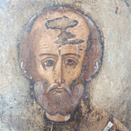 19th C Russian Icon of St Nicholas the Wonderworker Hand Painted Travel Size