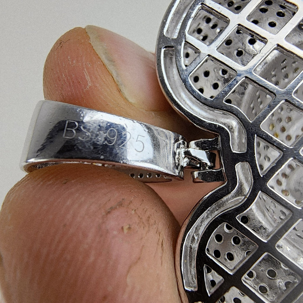 Iced Out Twisted Mickey Mouse Sterling Silver 925 Pendant New