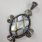 Sarda Mother of Pearl Elephant Designer Pendant Sterling Silver 925 Vintage Bali