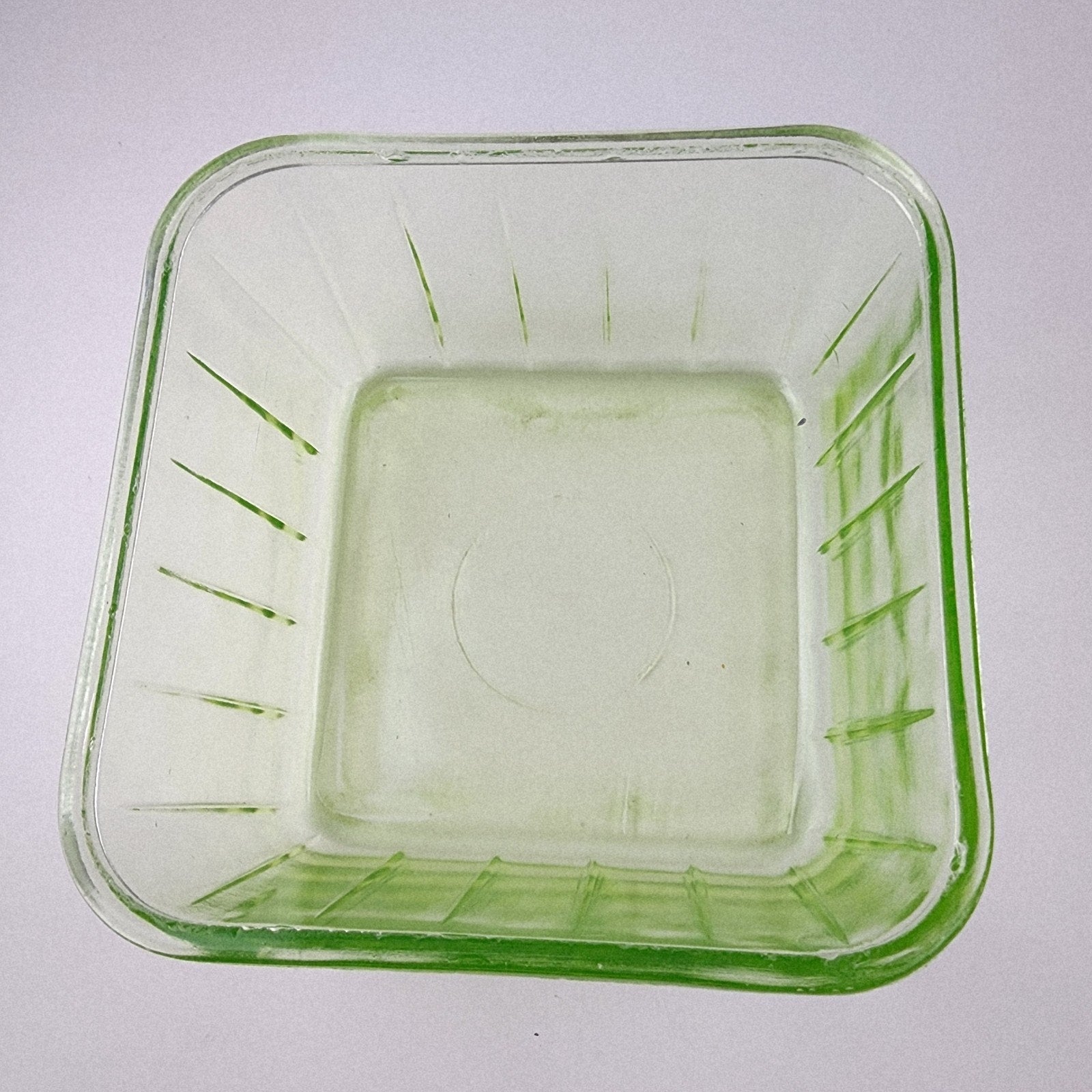 4" Anchor Hocking UV Uranium Ribbed Square Glass Container