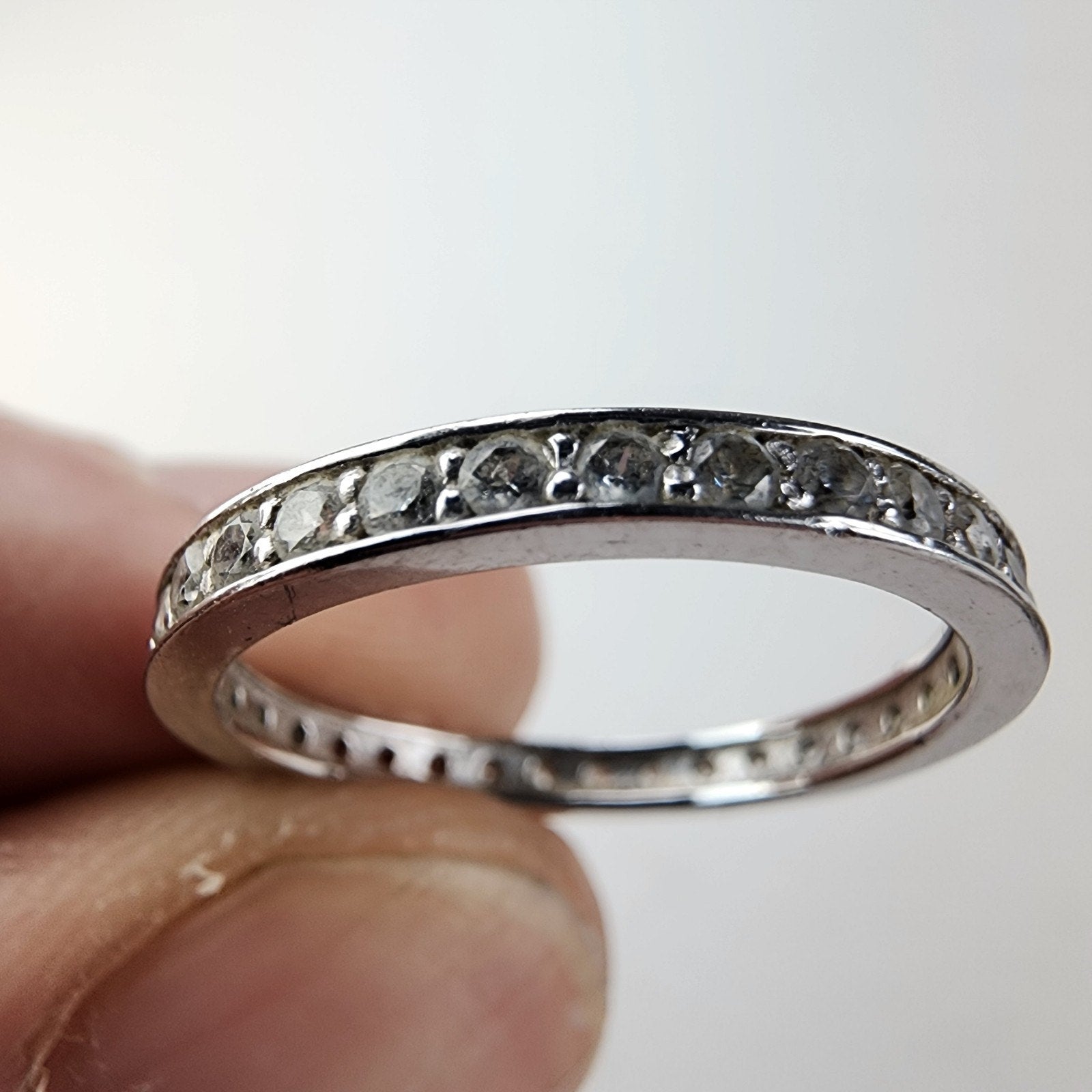 CZ Infinity Band Ring Size 8 Sterling Silver 925 Vintage